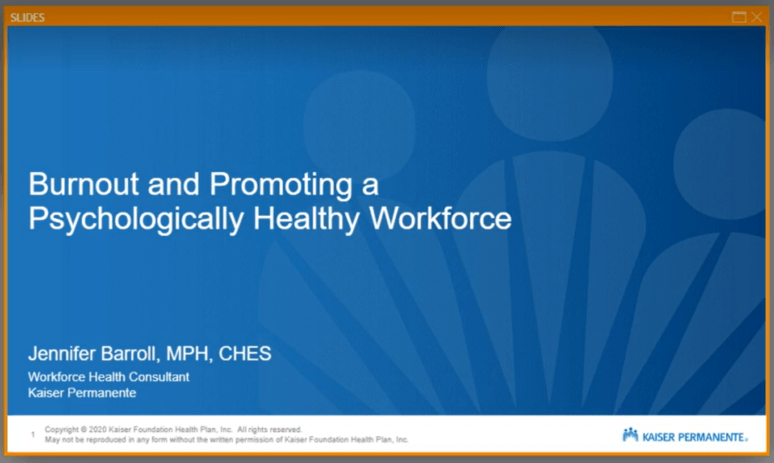 Burnout & Promoting a Psychologically Healthy Workforce