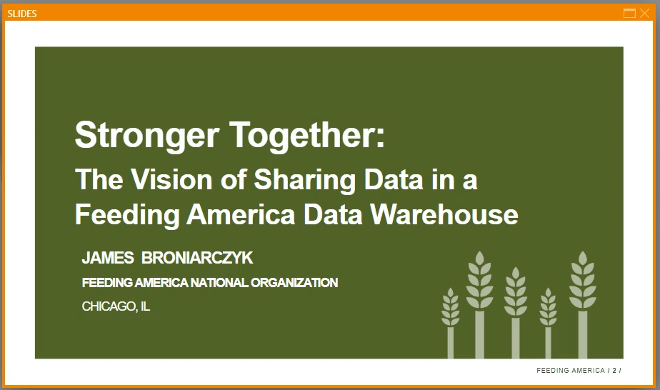 Stronger Together: The Vision of Sharing Data in a Feeding America Data Warehouse