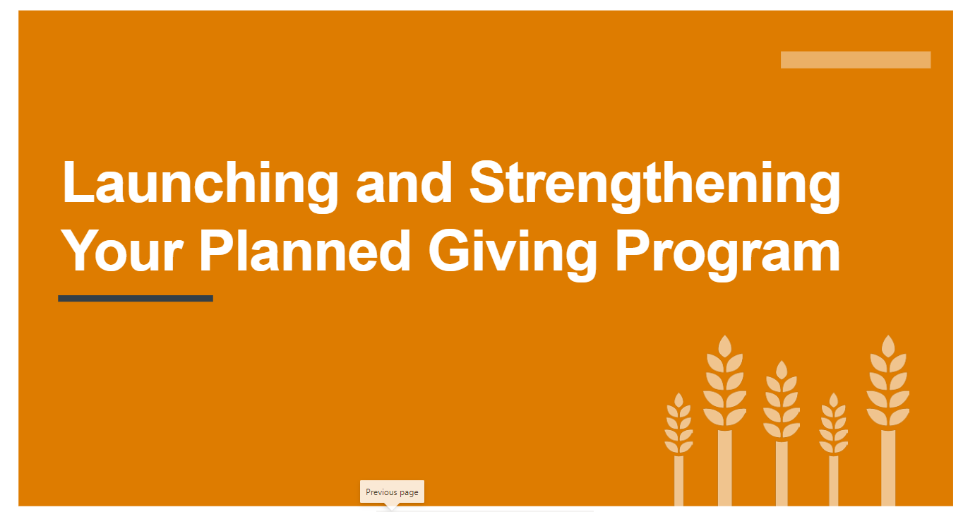Launching and Strengthening Your Planned Giving Program