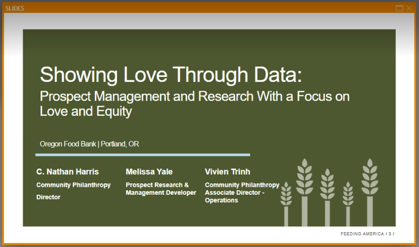 Showing Love Through Data--Prospect Management and Research With a Focus on Love and Equity