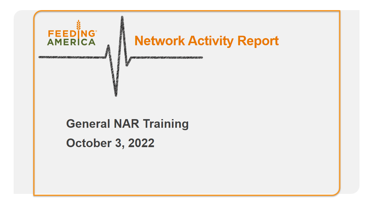 NAR: General Network Activity Report Training