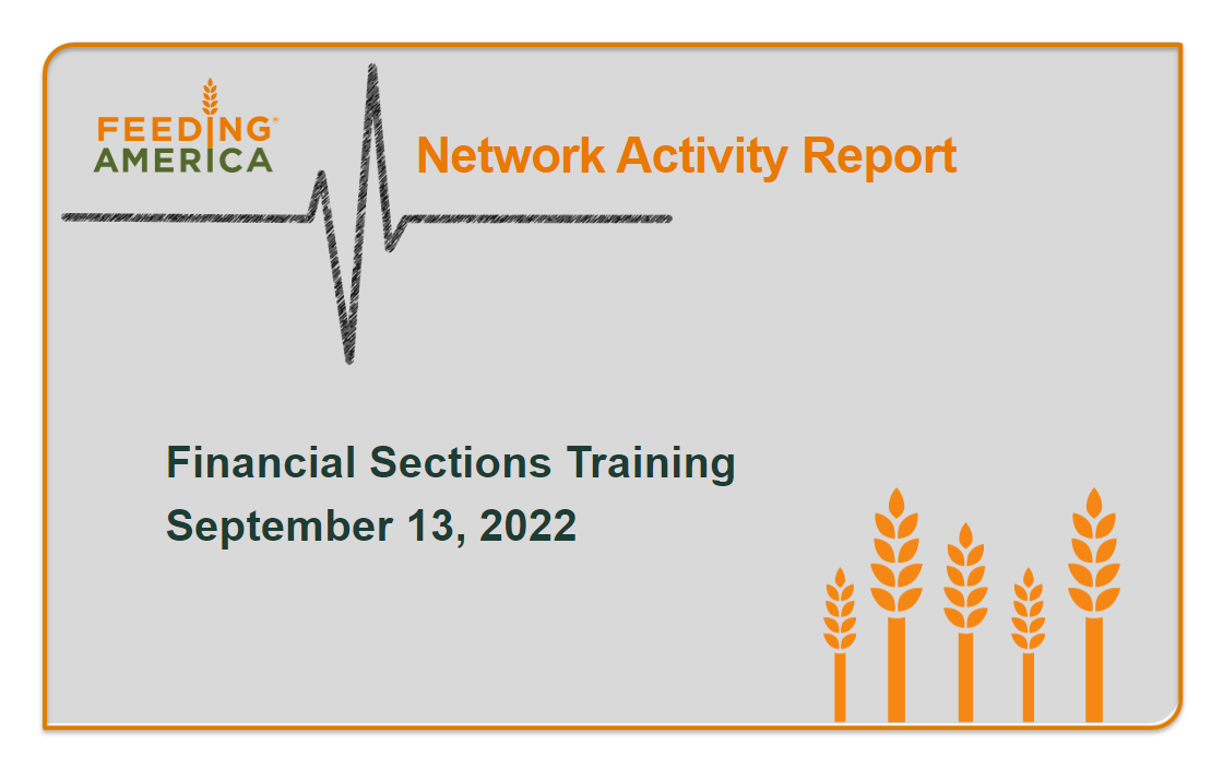 NAR: Network Activity Report Financial Info; Private Support Sections