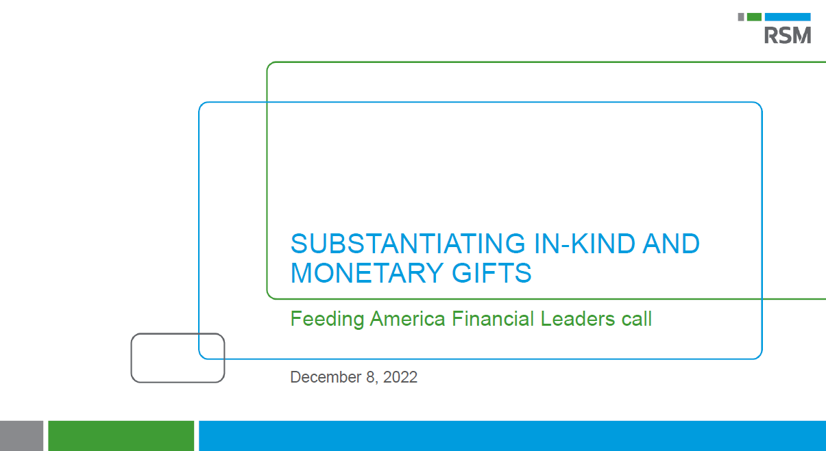 December Financial Leader Call: Proper Substantiation of Charitable Contributions